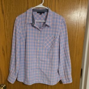 Tommy Hilfiger Blue and Pink Plaid Shirt